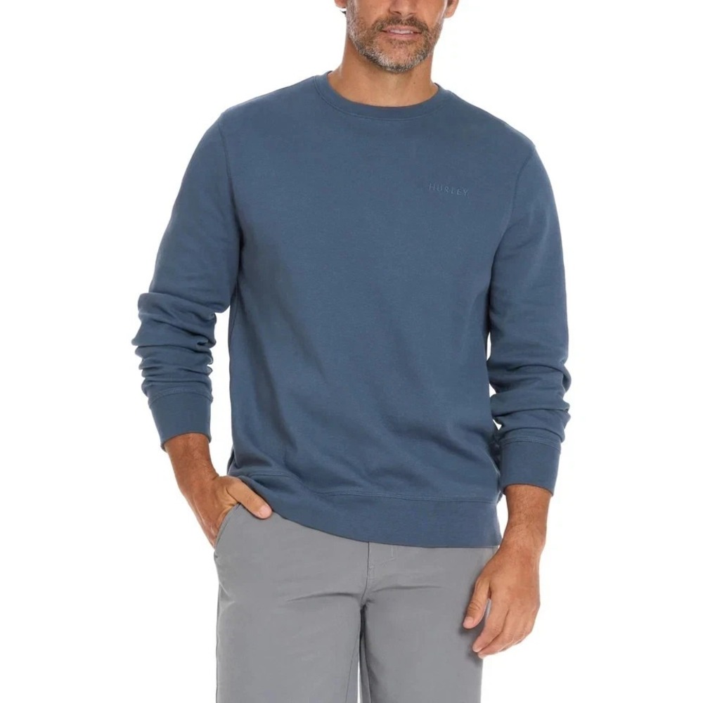 Hurley Mens Crewneck Sweatshirt Blue Pullover Long Sleeve XL New